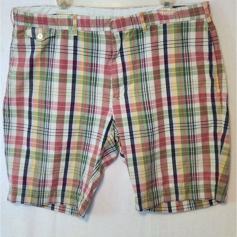 Ralph Lauren Y2K Men's 40 10.5" Shorts Madras Plaid Flat Front Cotton Vintage